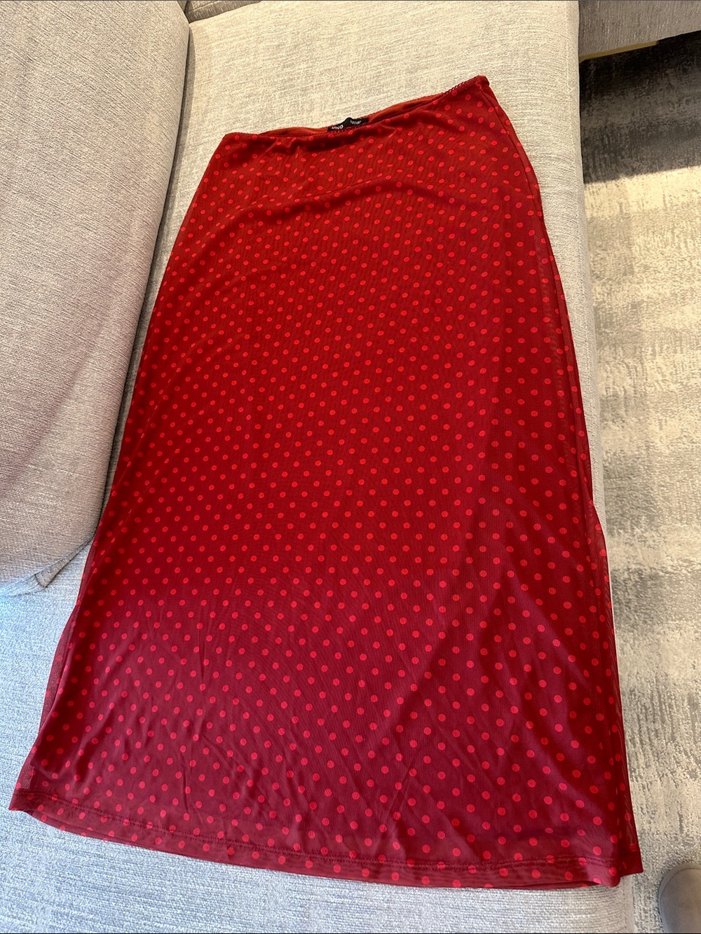 Mango Red Polka Dot Midi Skirt